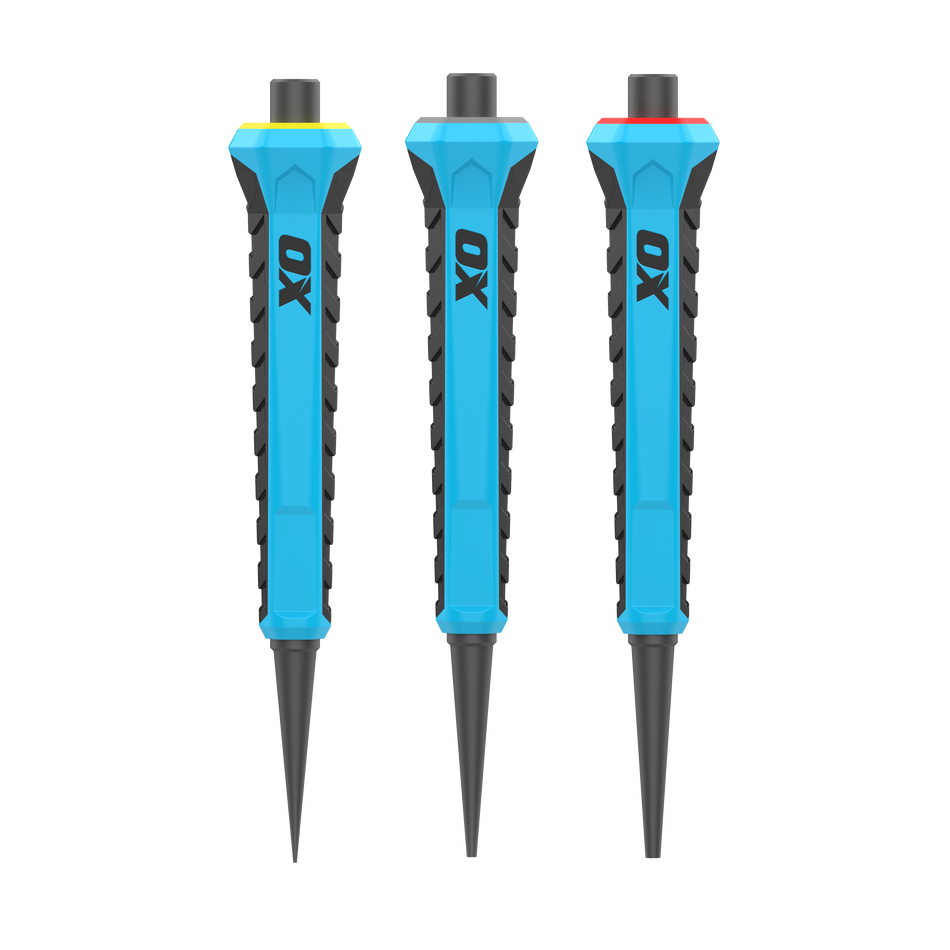 OX Tools OX-P095031 Pro Nail Punch w/ Grip 3-Pack ‚Äì 0.8mm, 1.6mm, 2.4mm