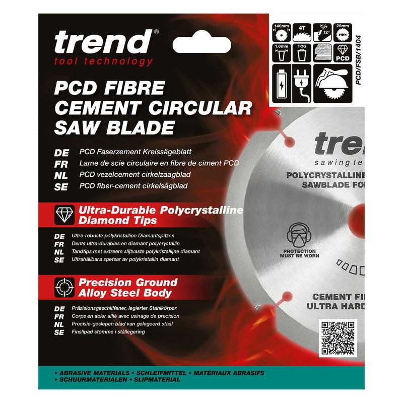 Trend Tools PCD/FSB/1404 Trend Pcd Fibre Cement Circular Saw Blade 140Mm X 20Mm X 4T