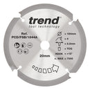 Trend Tools PCD/FSB/1844A Trend Pcd Fibre Cement Circular Saw Blade 184Mm X 20Mm X 4T