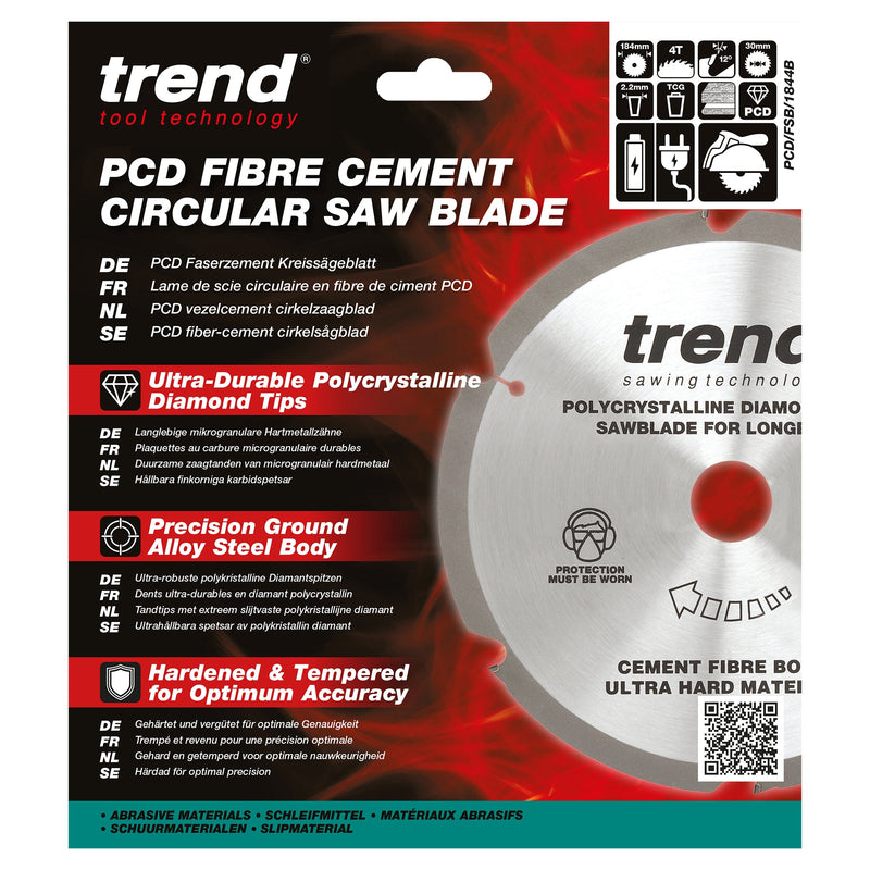 Trend Tools PCD/FSB/1844B Trend Pcd Fibre Cement Circular Saw Blade 184Mm X 30Mm X 4T