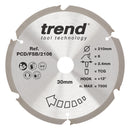 Trend Tools PCD/FSB/2106 Trend Pcd Fibre Cement Circular Saw Blade 210Mm X 30Mm X 6T