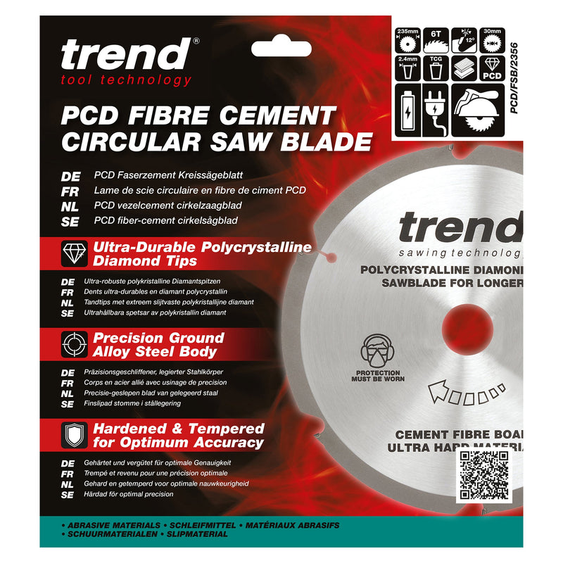 Trend Tools PCD/FSB/2356 Trend Pcd Fibre Cement Circular Saw Blade 235Mm X 30Mm X 6T