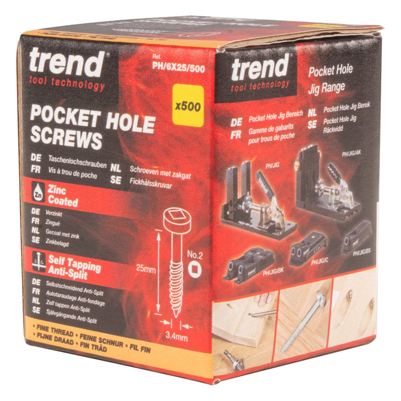 Trend Tools PH/6X25/500 Pocket Hole Screw Fine Thread No.6 X 25Mm