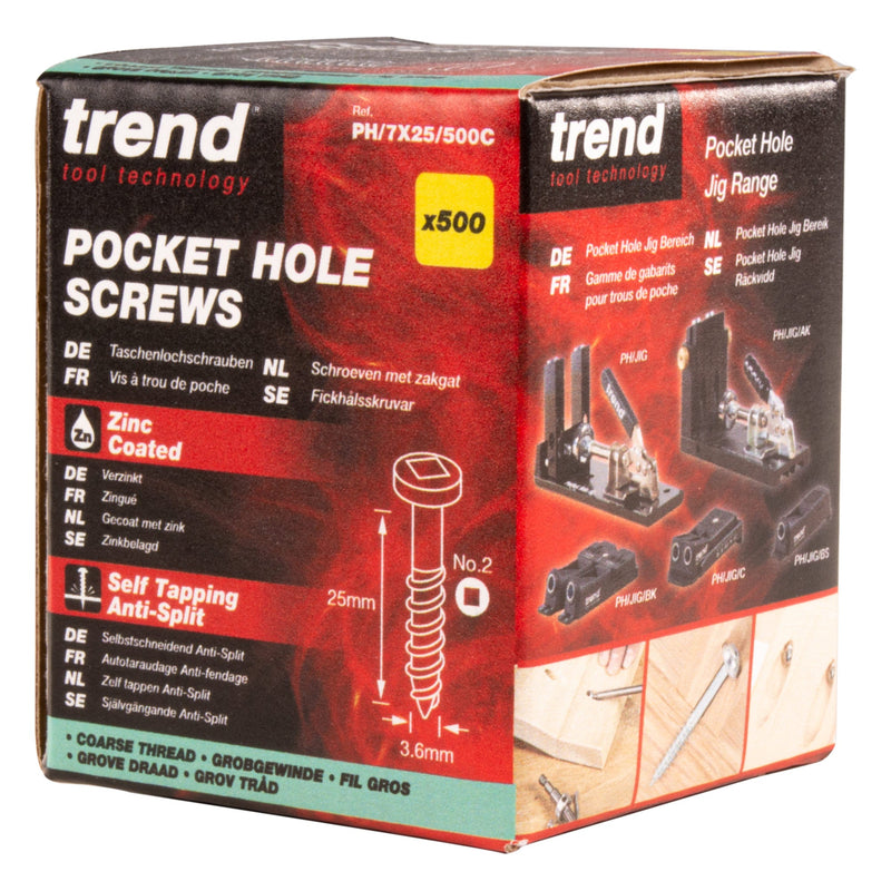 Trend Tools PH/7X25/500C Pocket Hole Screw Coarse Thread No7X25Mm
