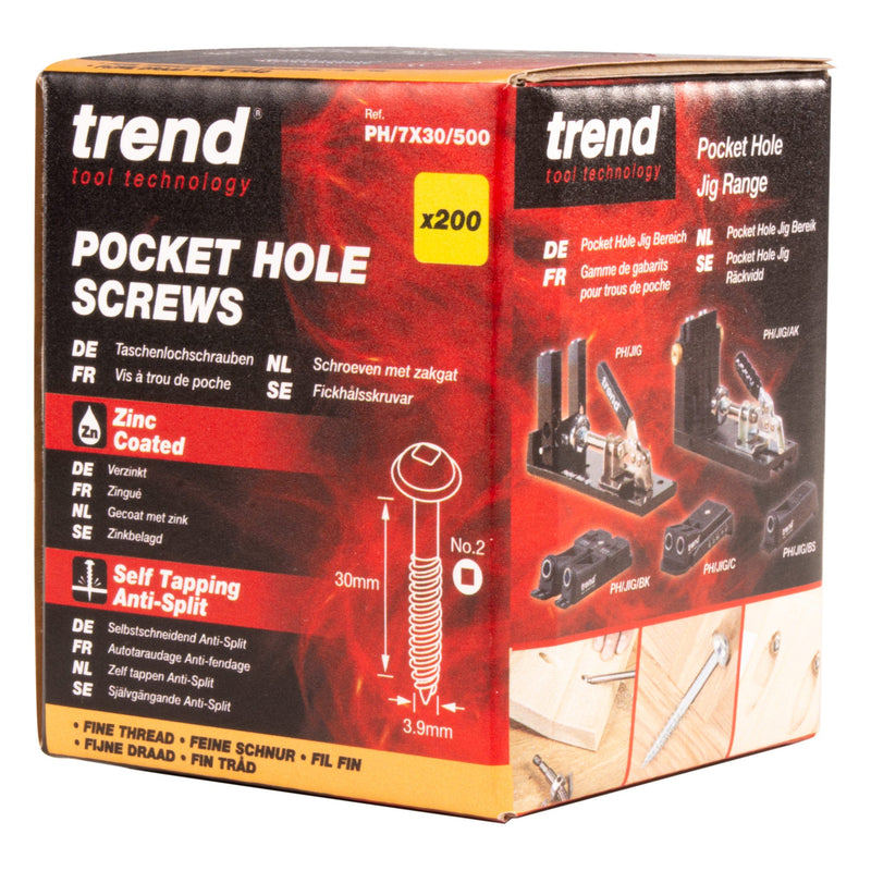 Trend Tools PH/7X30/500 Pocket Hole Screw Fine Thread No.7X30Mm