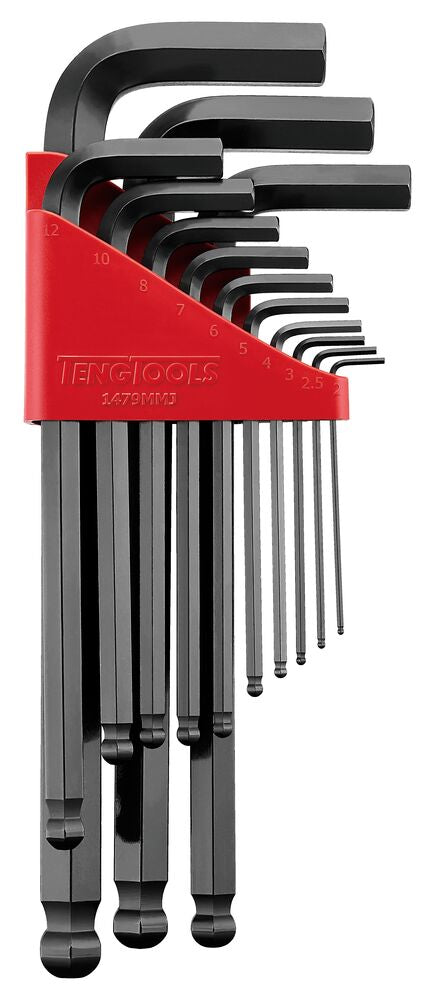 Teng Tools 1479MMJ Hex key set, ball point, metric, 2-19 mm, 13 pieces