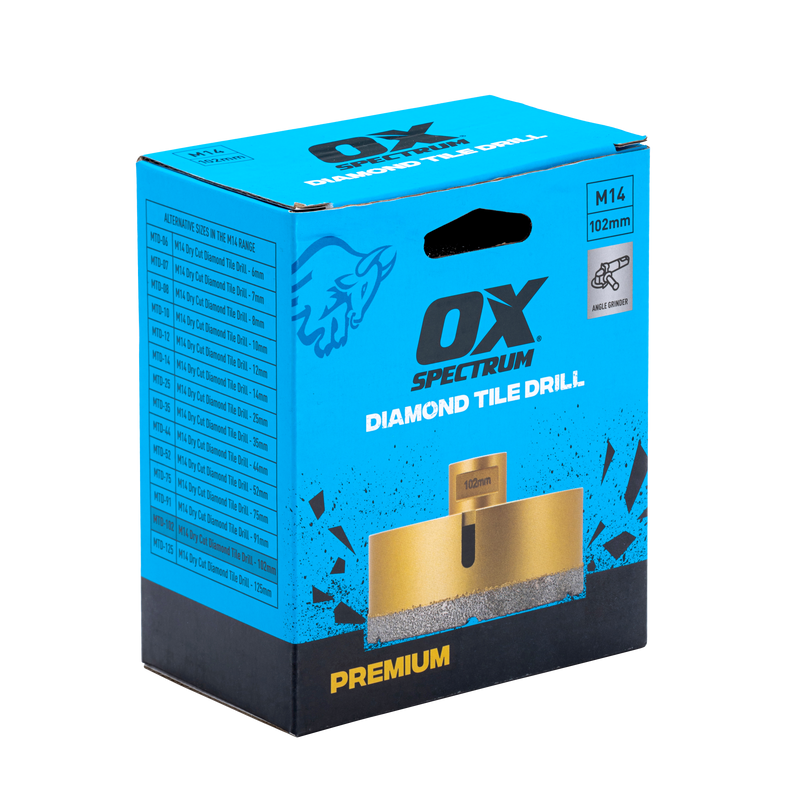 Premium M14 Dry Cut Diamond Tile Drill - 102mm