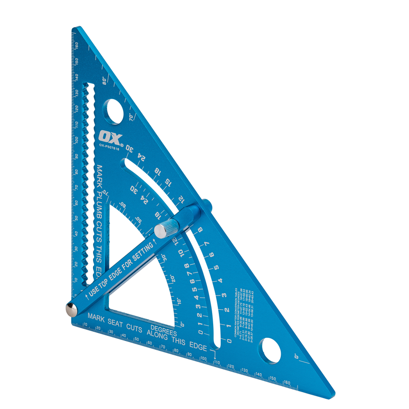 OX P507818 Pro Adjustable Aluminium Rafter Square - 180mm
