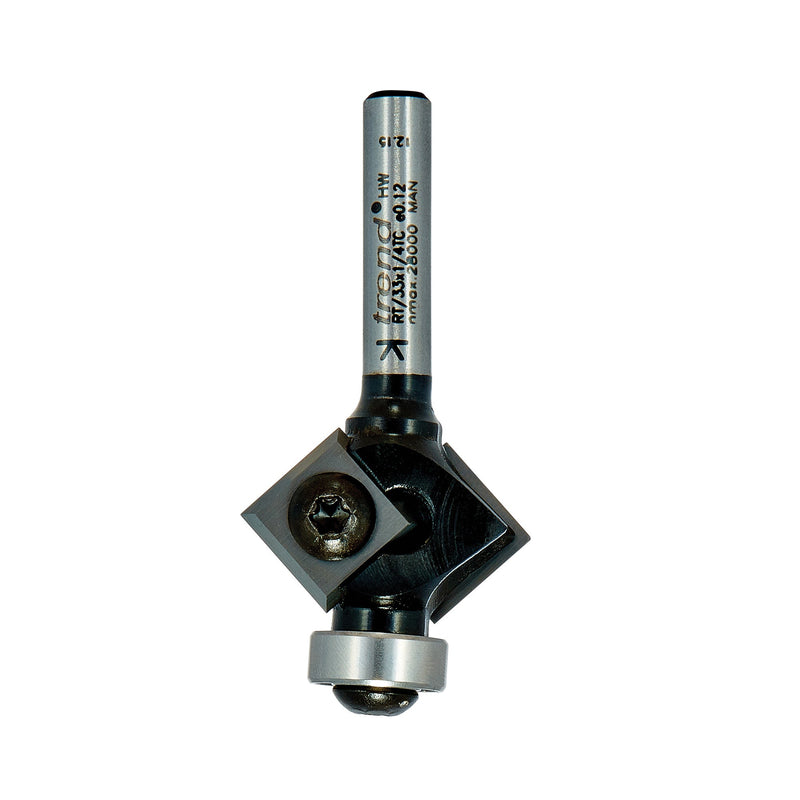 Trend Tools RT/33X1/4TC Rota-Tip Guided Bevel Trimmer 27Mm Diameter 12Mm Length