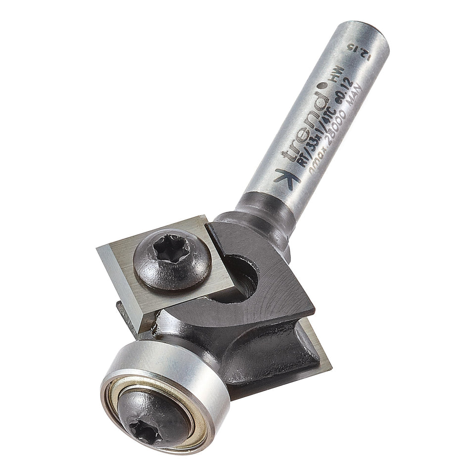 Trend Tools RT/33X1/4TC Rota-Tip Guided Bevel Trimmer 27Mm Diameter 12Mm Length