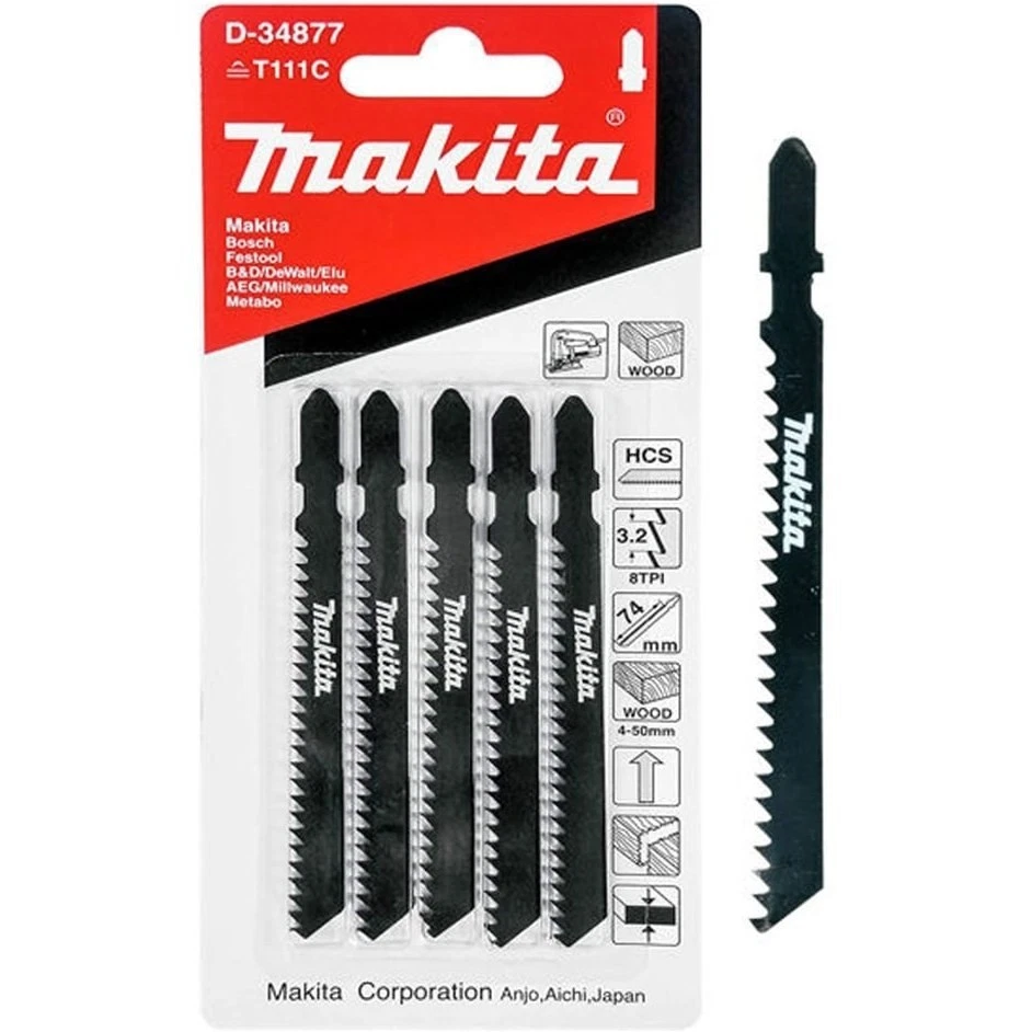 Makita Jig saw blade HCS, 74 mm, 5 pcs