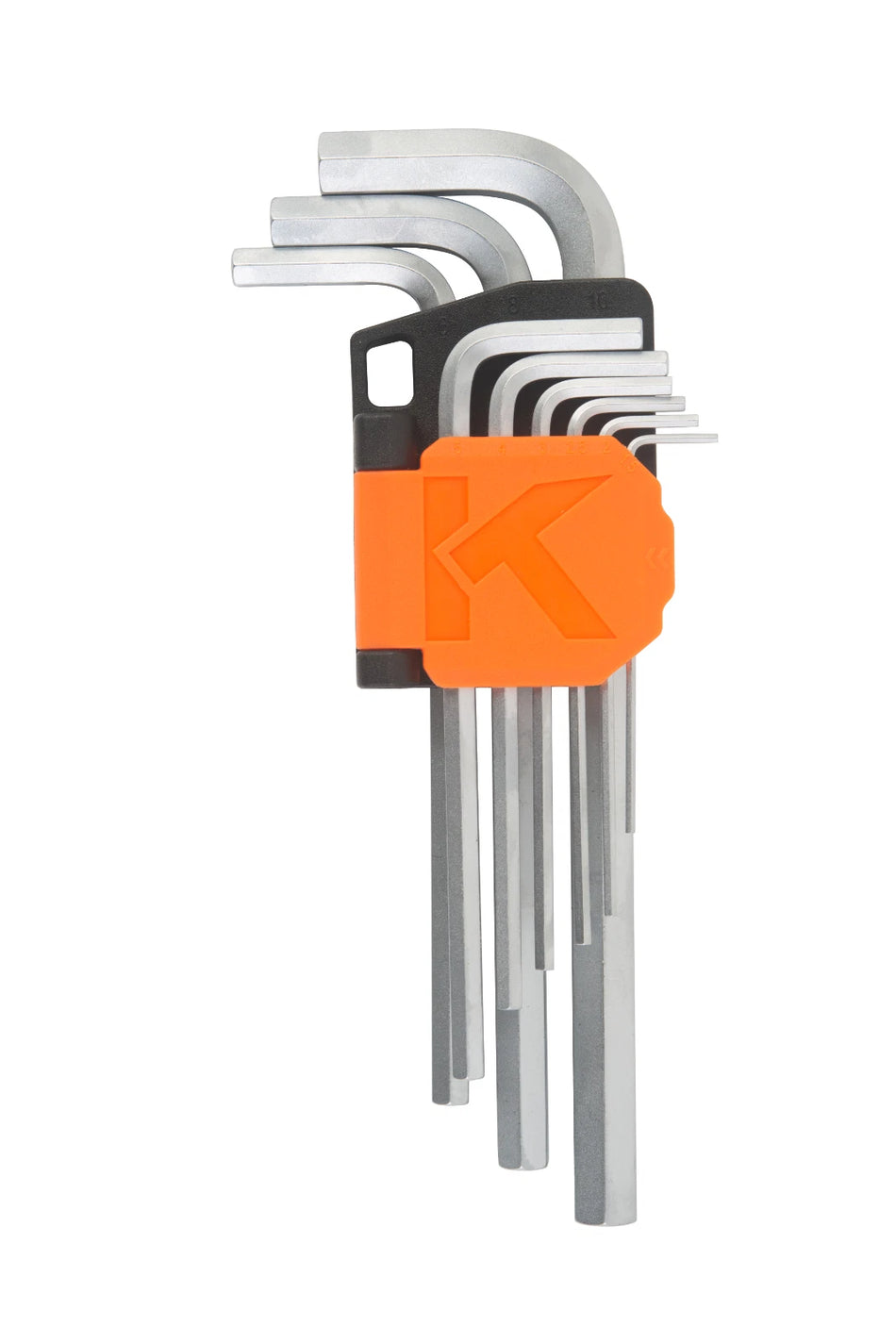 Kendo 20732 9pc Long Arm Hex Key Set Chrome Vanadium Steel 1.5-10mm Folding Case Allen Wrench Set