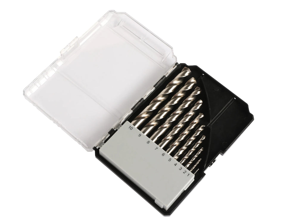 Kendo 11603033 Drill Bit Set HSS Metal Steel 1-10mm Bits + Case 10 Piece