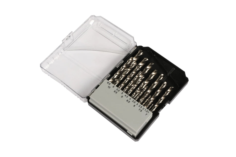 Kendo 11603233 HSS Twist Drill Bit Set Metal, Wood With Case 1mm-10mm Bits 19 Pcs
