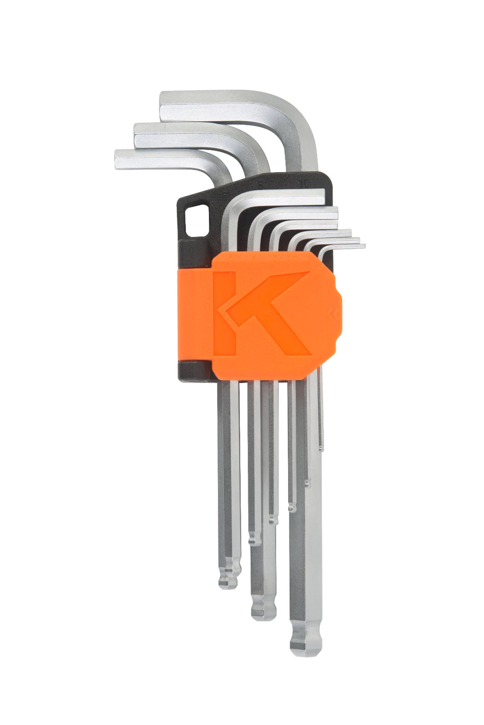 Kendo 20736 9pc Long Arm Ball End Hex Key Set Chrome Vanadium Steel 1.5-10mm Folding Case Hex Wrench Set