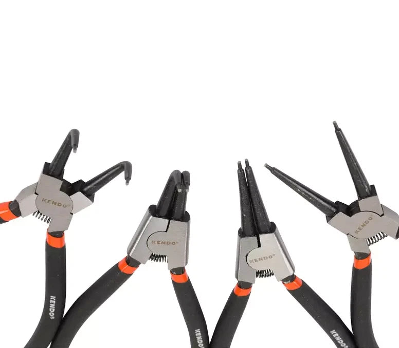 Kendo 11510 4pc Circlip Pliers Set 180mm / 7in Internal and External Straight and Bent Pliers