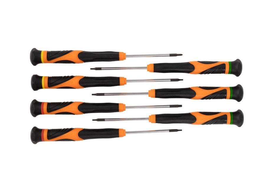 Kendo 20538 7pc Precision Screwdriver Set Chrome Vanadium Magnetic Tip Drivers with Non-Slip Bi-Material Handles