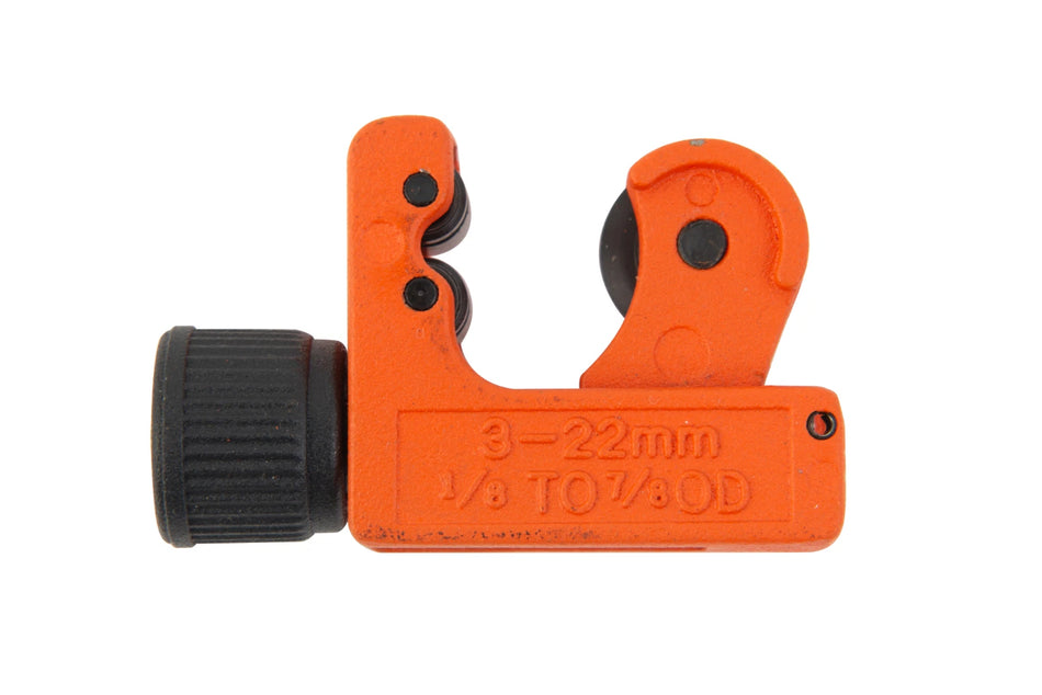Kendo 50307 Mini Tube Cutter 3~22mm Compact Pipe Cutter with Deburrer for Small Working Radius