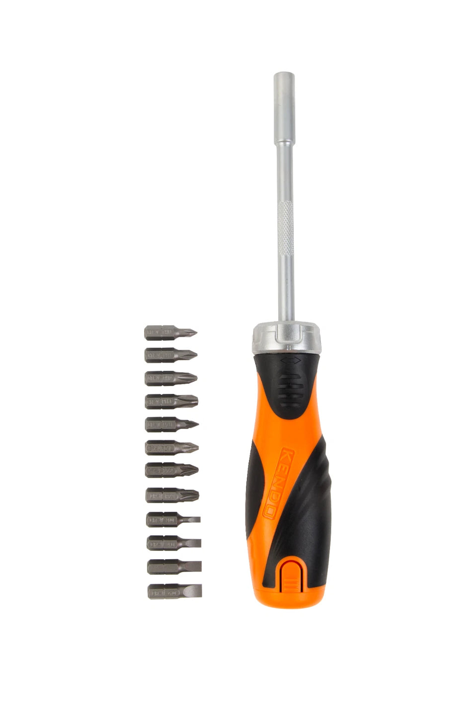 Kendo 20016 14pc Ratchet Screwdriver Bits Set Ratchet Handle Magnetic Holder and 12pc 25mm Driver Bits