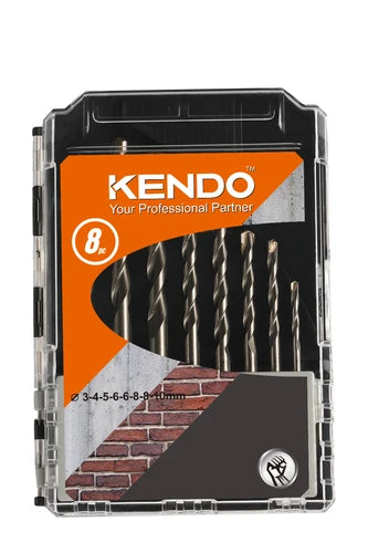 Kendo 11603633 8-Piece Masonry Drill Bit Set 3-10mm for Concrete & Brick