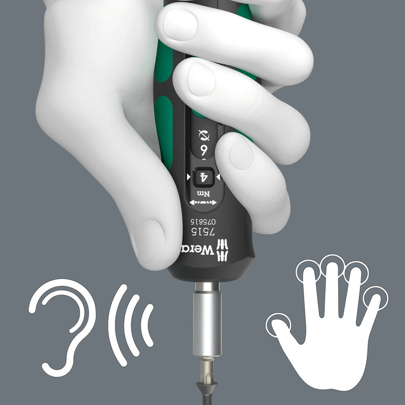 Wera 05075815001 7515 Kraftform Safe-Torque Speed Torque screwdriver, 2-6 Nm, 1/4" x 2.0 Nm x 3.0 Nm x 4.0 Nm x 5.0 Nm x 6.0 Nm x 147.5 mm