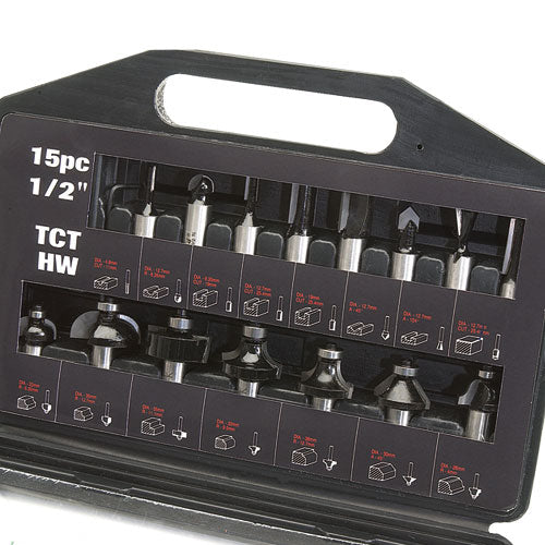Trend Tools SET/SS9X1/2TC Trend 15 Piece 1/2In Shank Tct Router Cutter Set - Ideal Starter / Entry Level Set For Heavy 1/2In Collet Routers