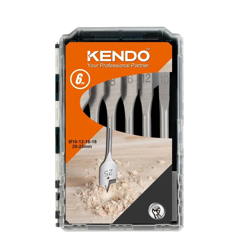 Kendo 11606633 6-Piece Flat Wood Drill Bit Set 10-25mm