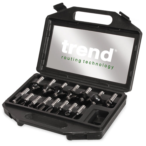 Trend Tools SET/SS9X1/2TC Trend 15 Piece 1/2In Shank Tct Router Cutter Set - Ideal Starter / Entry Level Set For Heavy 1/2In Collet Routers