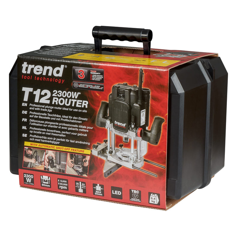 Trend Tools T12ELK 2100W 1/2" Variable Speed Plunge Router 110V 32A Uk