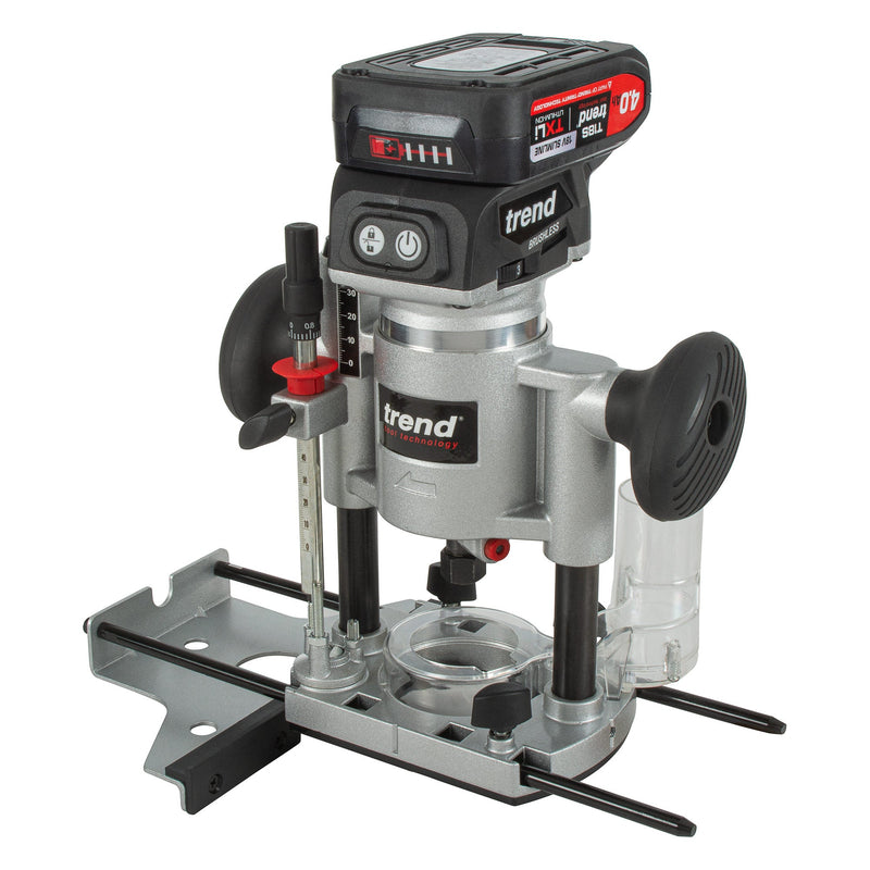 Trend Tools T18S/R14P2 Cordless ?Ó Dual-Base Trim & Plunge Router (2X 4Ah) 18V Uk& Ireland Only