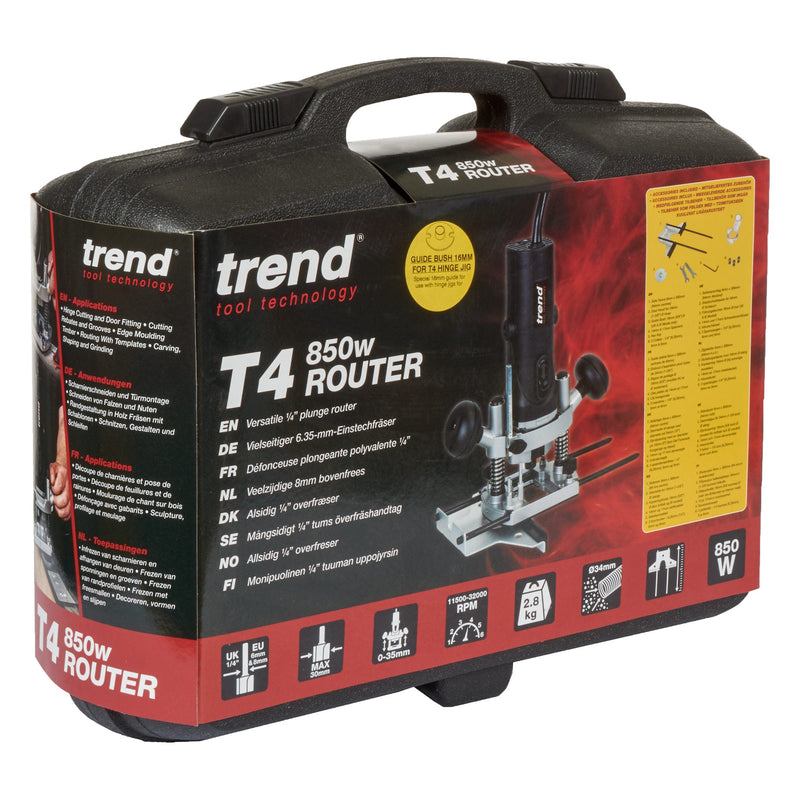Trend Tools T4EK 850W 1/4" Variable Speed Plunge Router 240V Uk & Ireland Only