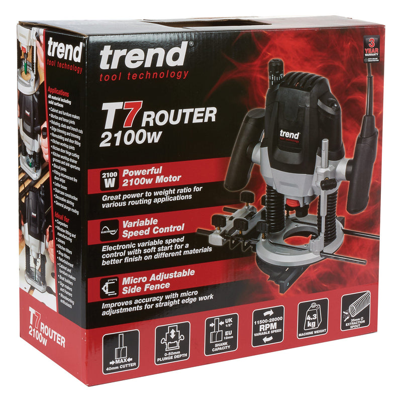 Trend Tools T7EK/EURO 2100W 12Mm Variable Speed Plunge Router 230V Eu
