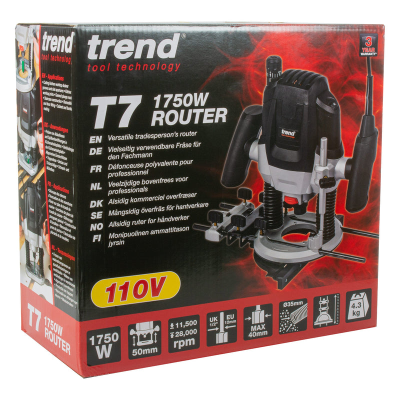 Trend Tools T7ELK 1750W 1/2 Inch Variable Speed Plunge Router 110V 16A Uk & Ireland Only