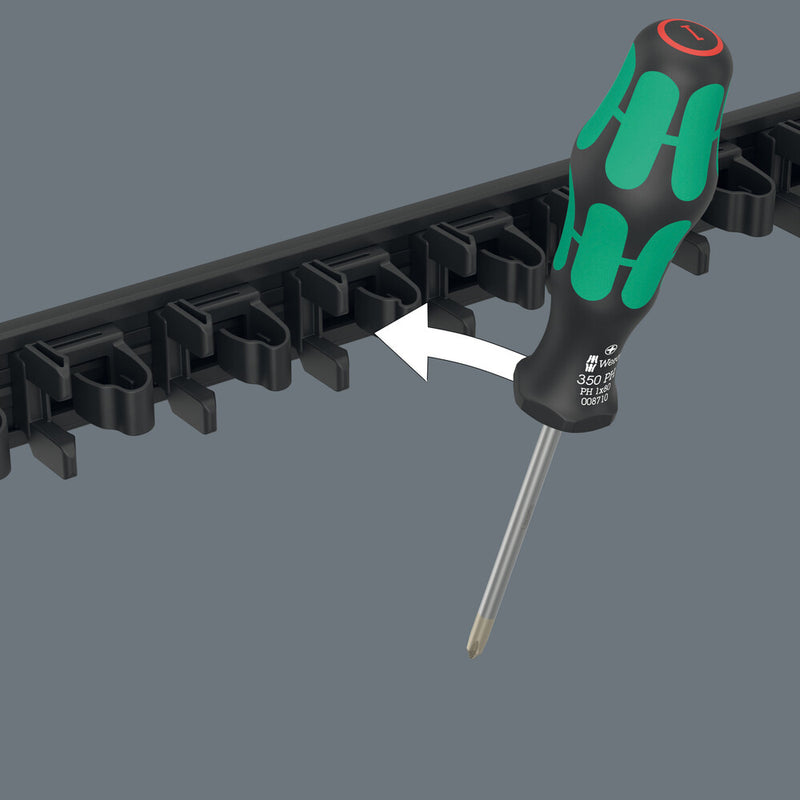Wera 05136414001 9611 Magnetic rail for up to 9 Kraftform screwdrivers, empty, 30 x 400 mm