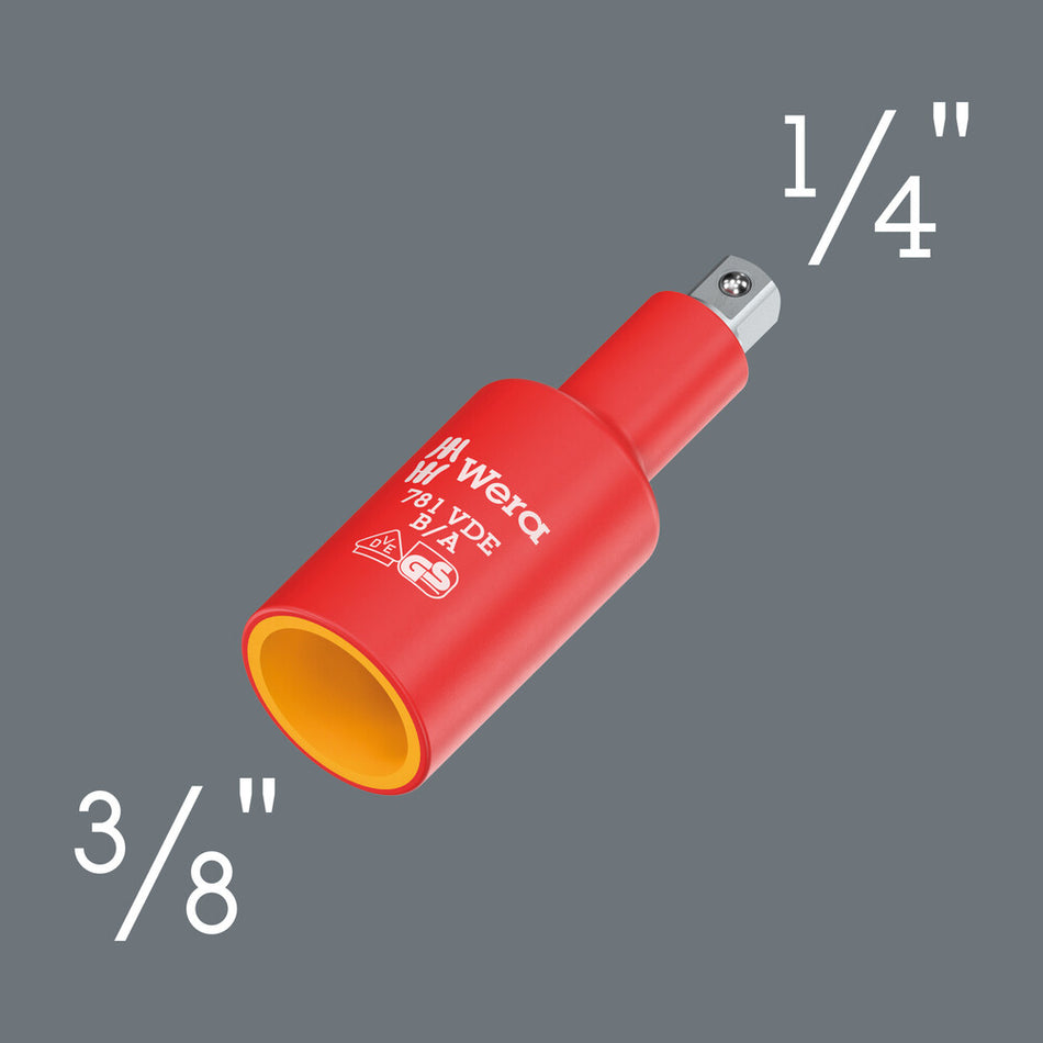Wera 05024692001 781 B/A VDE connector, insulated, 3/8", 781 B/A x 1/4 x 66 mm x 3/8"