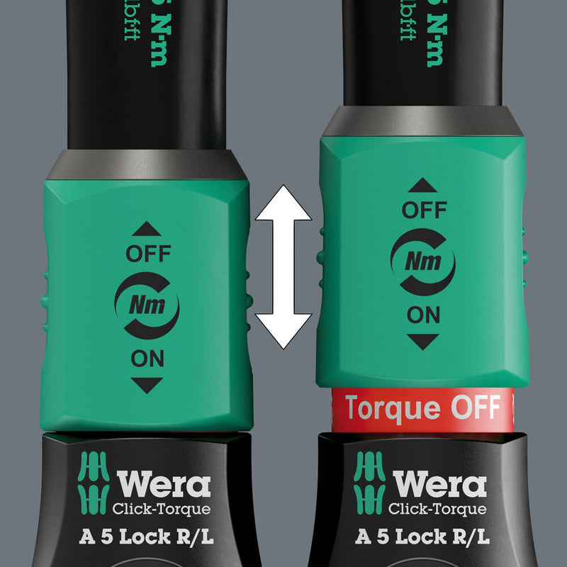 Wera 05075693001 Click-Torque Lock A 5 R/L Torque wrench, adjustable, Torque Lock function, square head insert (1/4"), clockwise/counterclockwise torque operation, 2.5-25 Nm