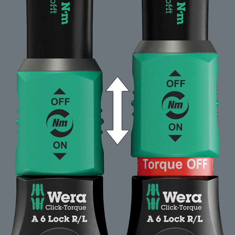 Wera 05075694001 Click-Torque Lock A 6 R/L Torque wrench, adjustable, Torque Lock function, continuous bit mounting (1/4"), 2.5-25 Nm