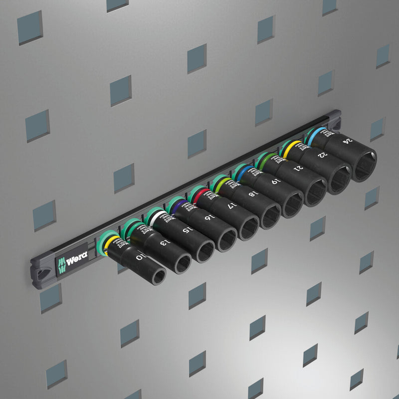Wera 05005590001 9660 Magnetic rail B Impaktor Deep 1 socket set, 3/8" drive, 10pc