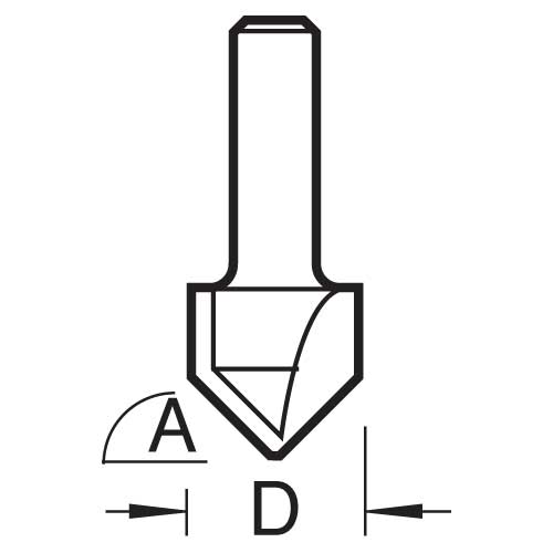 Trend Tools TR22X1/4TC Chamfer V Groove Cutter Angle=45 Degrees