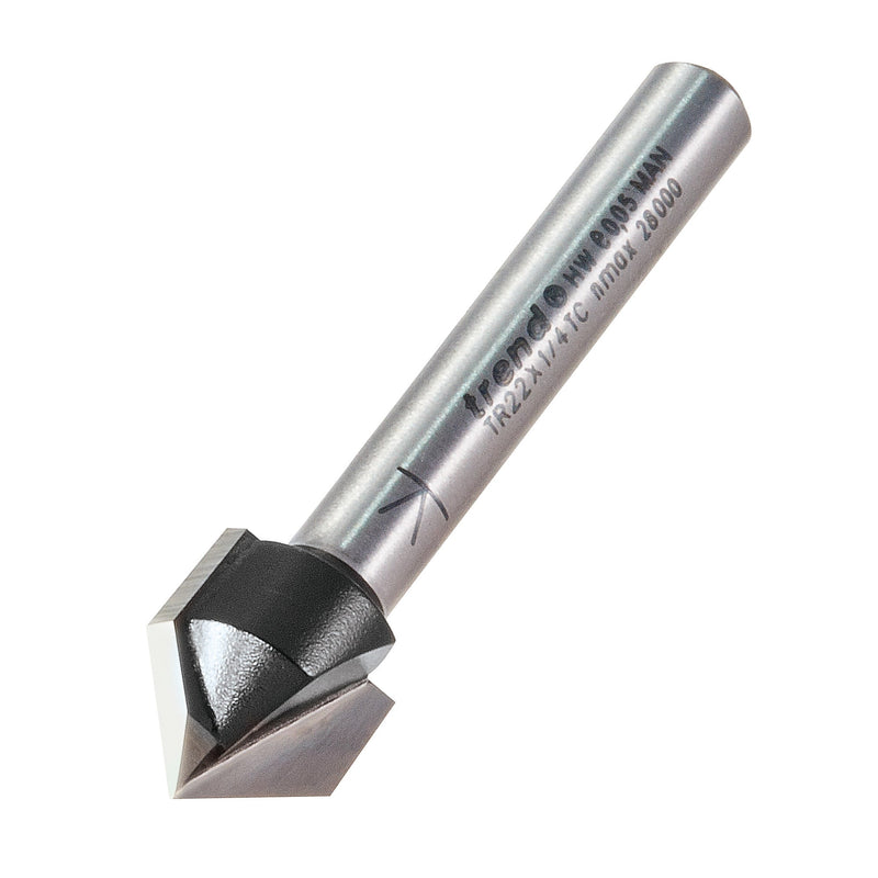Trend Tools TR22X1/4TC Chamfer V Groove Cutter Angle=45 Degrees