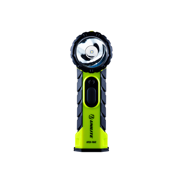 Unilite ATEX-RA2 Intrinsically safe LED torch with right-angle design.