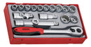 Teng Tools TT1218 1/2" Socket Set 6 pt TT1 17 Pieces
