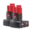 Milwaukee  4932430065 M12B4 4.0Ah Battery 12V REDLITHIUM Twin Pack