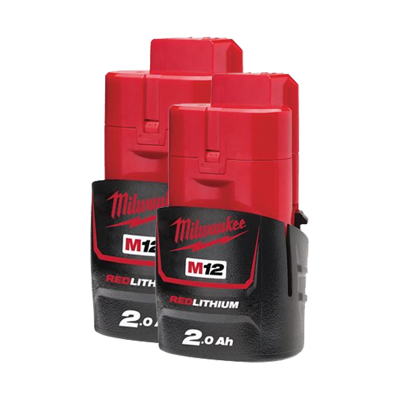 Milwaukee M12B2 2.0Ah Battery 12V REDLITHIUM Twin Pack