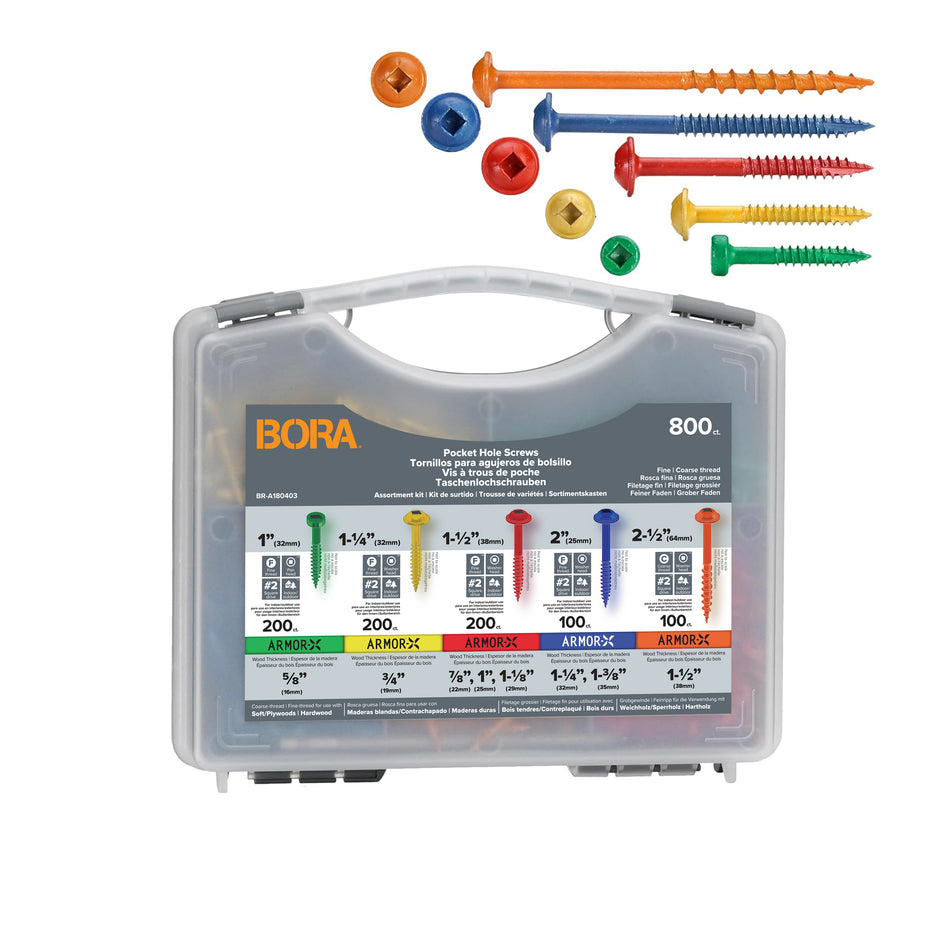 BORA 800-Piece Pocket-Hole Screw Kit Fine