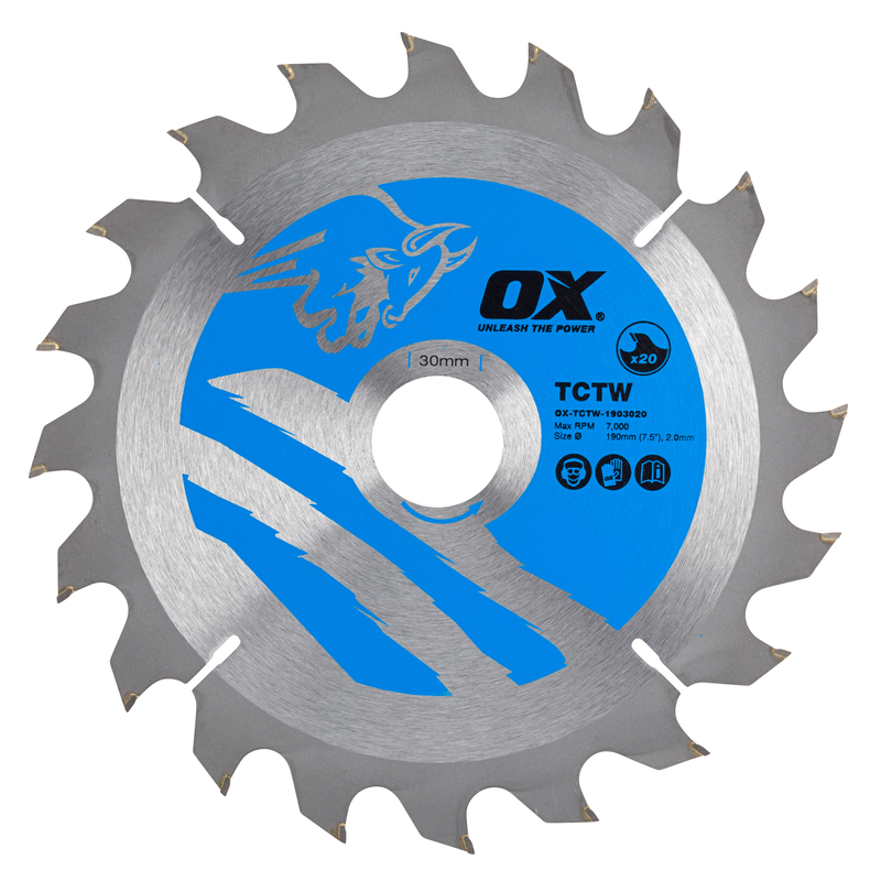 OX Tools OX-TCTW-1903020 Wood Cutting Circular Saw Blade 190/30mm, 20 Teeth ATB