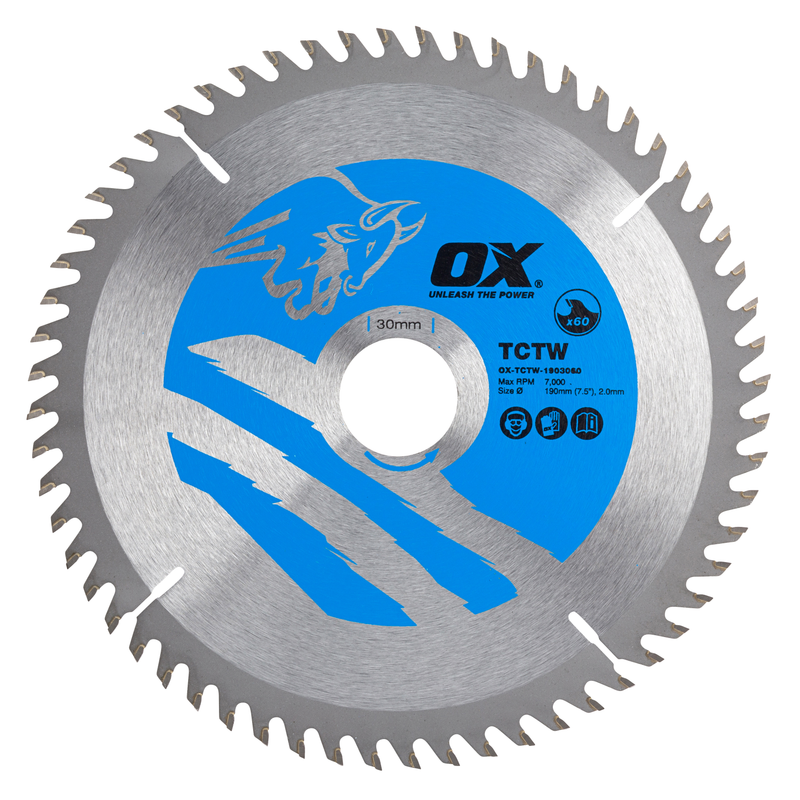 OX Tools OX-TCTW-1903060 Wood Cutting Circular Saw Blade 190/30mm, 60 Teeth ATB