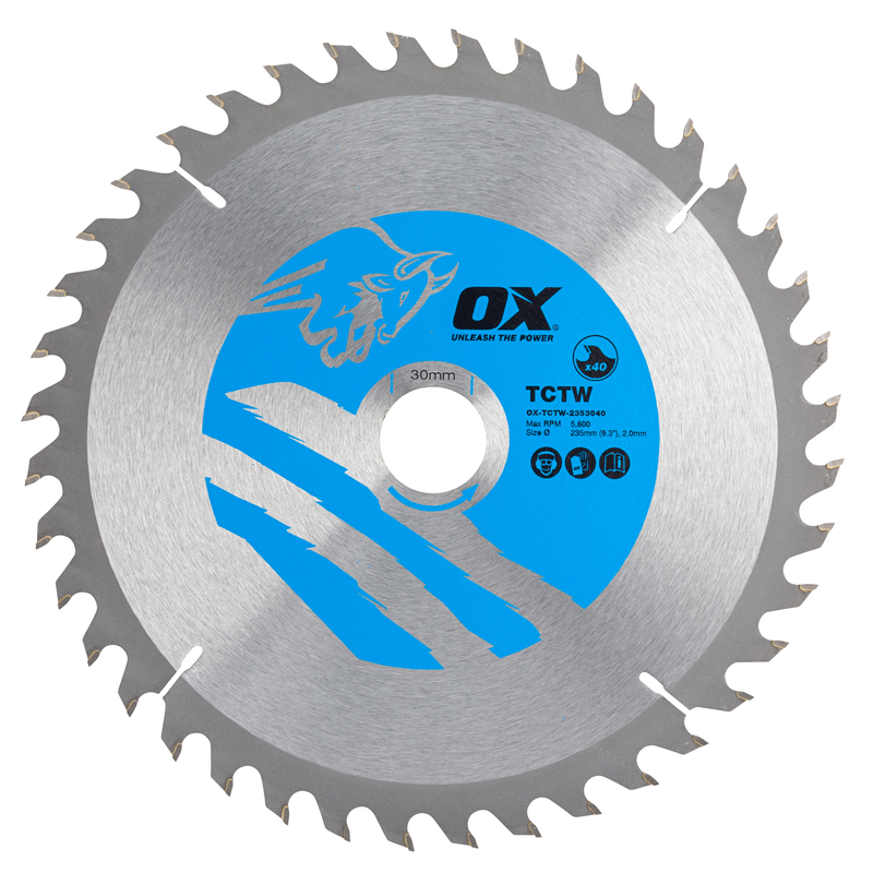 OX Tools OX-TCTW-2353040 Wood Cutting Circular Saw Blade 235/30mm, 40 Teeth ATB