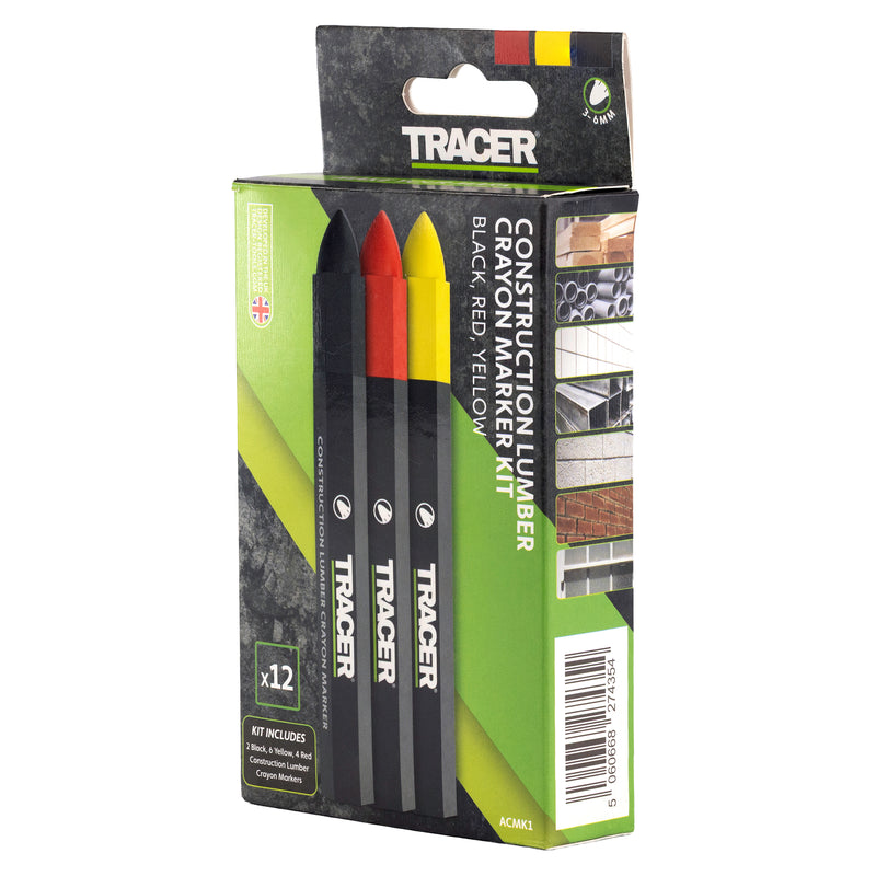 TRACER ACMK1 Mixed Crayon Set 12pcs (2 Black, 4 Red, 6 Yellow)