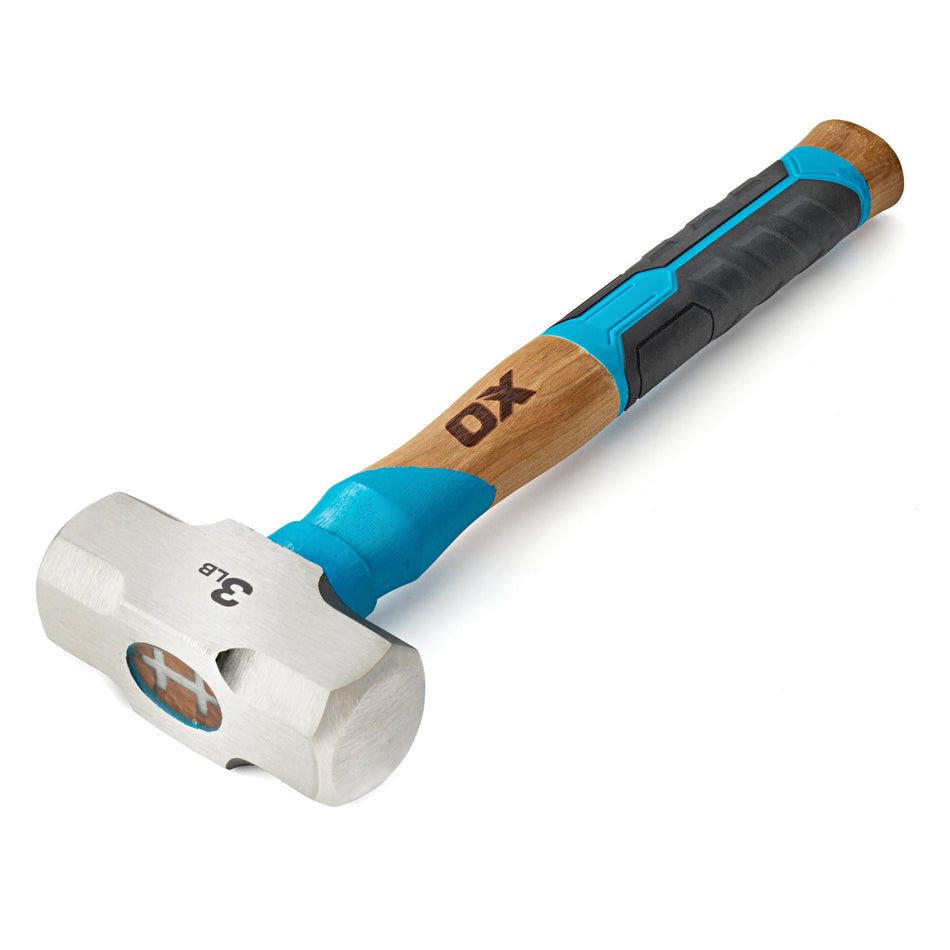 OX P089403 Pro 3lb Club Hammer | Straight Hickory Handle w/ TPR Grip